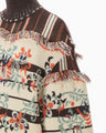 Floral Arabesque High Neck Knit Top - brown