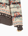 Floral Arabesque High Neck Knit Top - brown