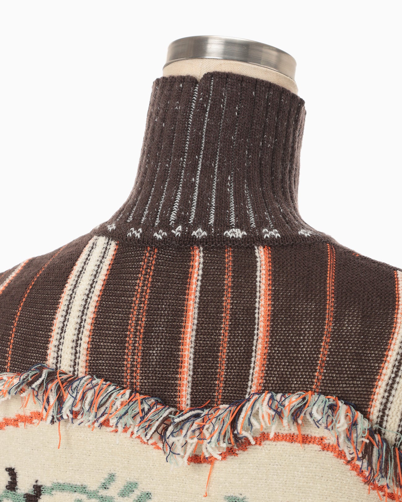 Floral Arabesque High Neck Knit Top - brown - Mame Kurogouchi