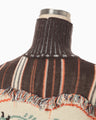 Floral Arabesque High Neck Knit Top - brown