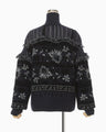 Floral Arabesque High Neck Knit Top - navy