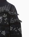 Floral Arabesque High Neck Knit Top - navy