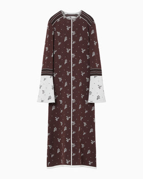 Floral Jacquard Knit Dress - brown
