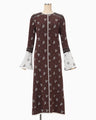 Floral Jacquard Knit Dress - brown