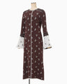 Floral Jacquard Knit Dress - brown