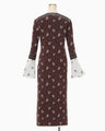 Floral Jacquard Knit Dress - brown