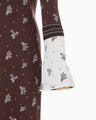 Floral Jacquard Knit Dress - brown