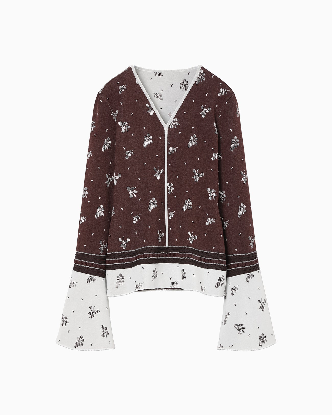 Floral Jacquard Knit Top - brown - Mame Kurogouchi