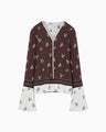 Floral Jacquard Knit Top - brown