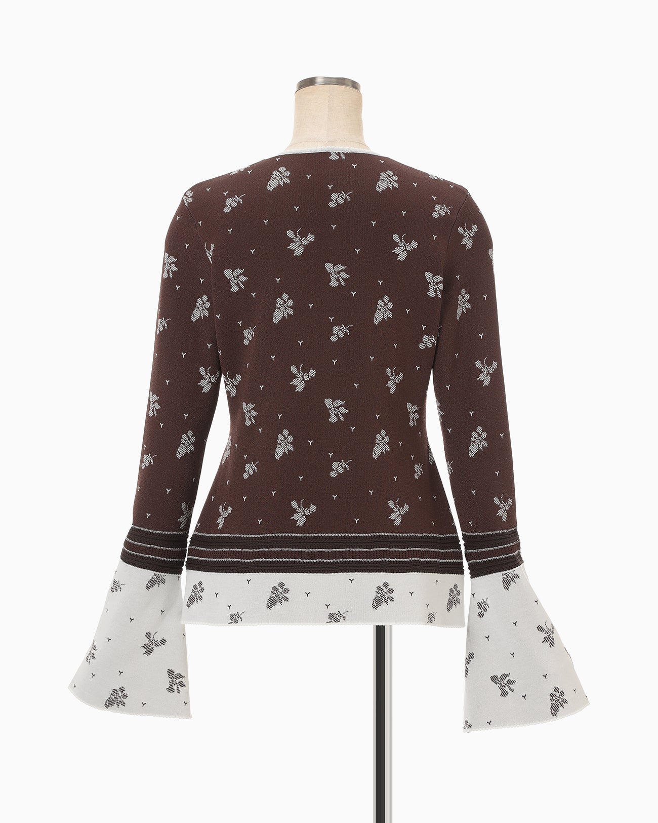 Floral Jacquard Knit Top - brown - Mame Kurogouchi