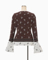 Floral Jacquard Knit Top - brown