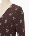 Floral Jacquard Knit Top - brown