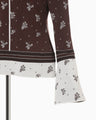 Floral Jacquard Knit Top - brown
