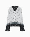 Floral Jacquard Knit Top - white