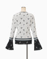 Floral Jacquard Knit Top - white