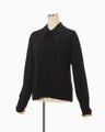 Embroidery Collar Knit Cardigan - black