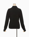 Embroidery Collar Knit Cardigan - black