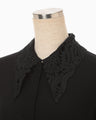 Embroidery Collar Knit Cardigan - black