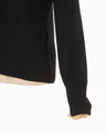 Embroidery Collar Knit Cardigan - black