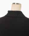 Embroidery Collar Knit Cardigan - black