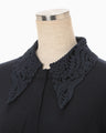 Embroidery Collar Knit Cardigan - navy