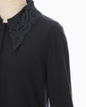 Embroidery Collar Knit Cardigan - navy