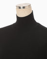 Embroidery Cuff High Neck Knit Top - black