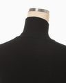 Embroidery Cuff High Neck Knit Top - black
