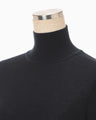 Embroidery Cuff High Neck Knit Top - navy