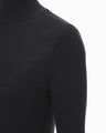 Embroidery Cuff High Neck Knit Top - navy