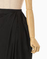 Nylon Tucked Trousers with Cording Embroidery Detail - black