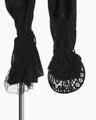 Nylon Tucked Trousers with Cording Embroidery Detail - black