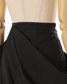 Nylon Tucked Trousers with Cording Embroidery Detail - black