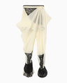 Nylon Tucked Trousers with Cording Embroidery Detail - ecru