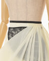 Nylon Tucked Trousers with Cording Embroidery Detail - ecru
