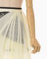 Nylon Tucked Trousers with Cording Embroidery Detail - ecru