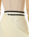 Nylon Tucked Trousers with Cording Embroidery Detail - ecru