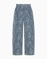 Floral Jacquard Denim Trousers - blue
