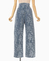 Floral Jacquard Denim Trousers - blue