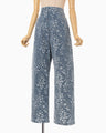 Floral Jacquard Denim Trousers - blue