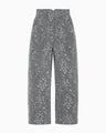 Floral Jacquard Denim Trousers - grey