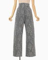 Floral Jacquard Denim Trousers - grey
