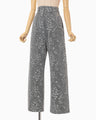 Floral Jacquard Denim Trousers - grey