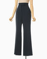 Triacetate High Waisted Center Creased Suit Trousers - navy