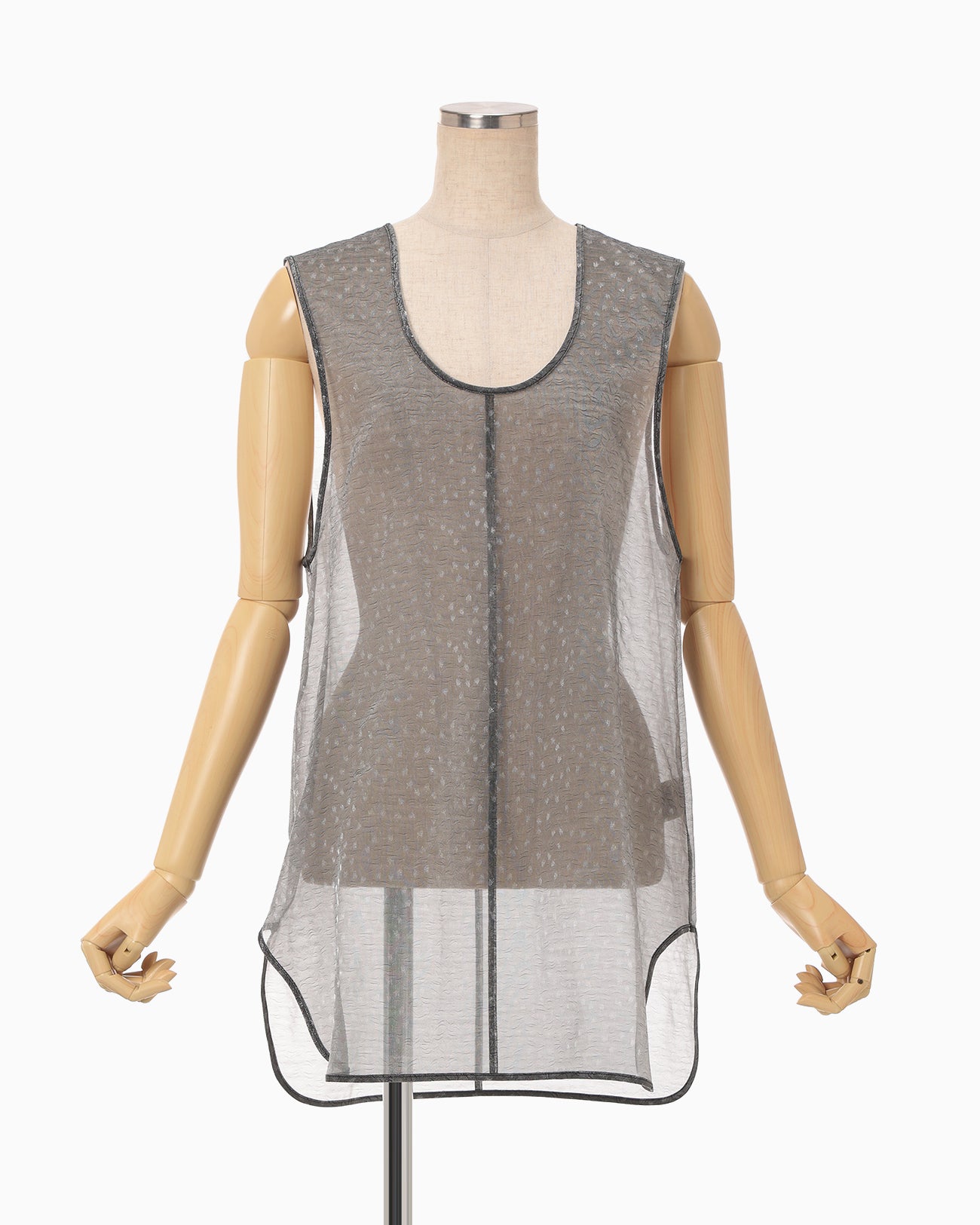 Floral Jacquard Sheer Sleeveless Top - black - Mame Kurogouchi