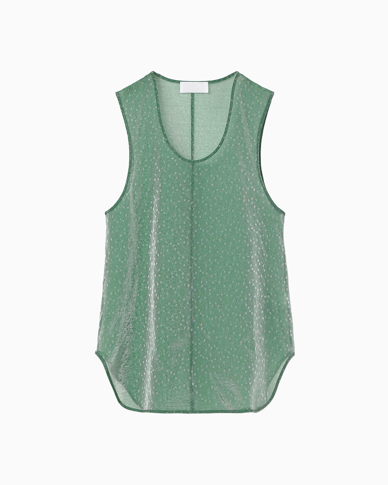 Floral Jacquard Sheer Sleeveless Top - green - Mame Kurogouchi