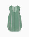 Floral Jacquard Sheer Sleeveless Top - green