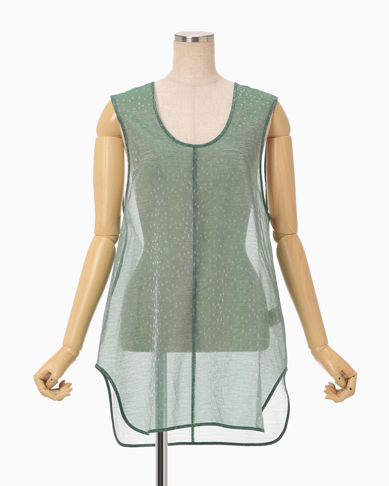 Floral Jacquard Sheer Sleeveless Top - green - Mame Kurogouchi