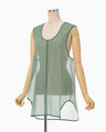 Floral Jacquard Sheer Sleeveless Top - green