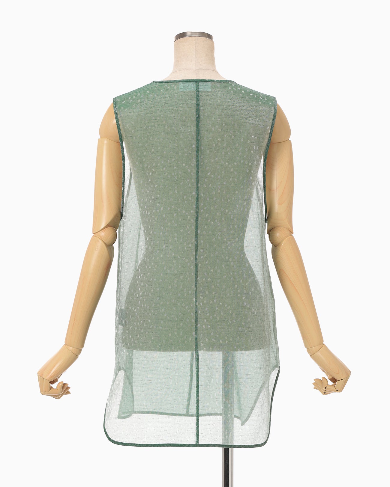 Floral Jacquard Sheer Sleeveless Top - green - Mame Kurogouchi